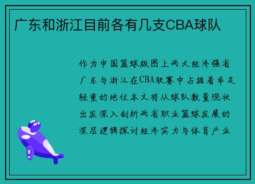 广东和浙江目前各有几支CBA球队